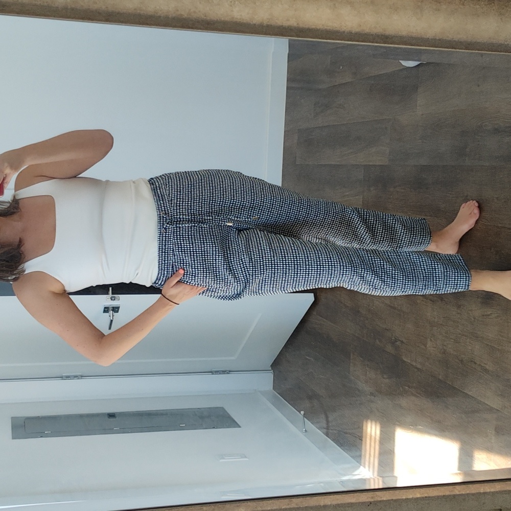 Stretchy blue/white polka dot pant